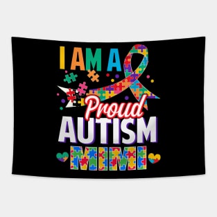 I Am A Proud Autism Mimi Autism Awareness Ribbon Tapestry