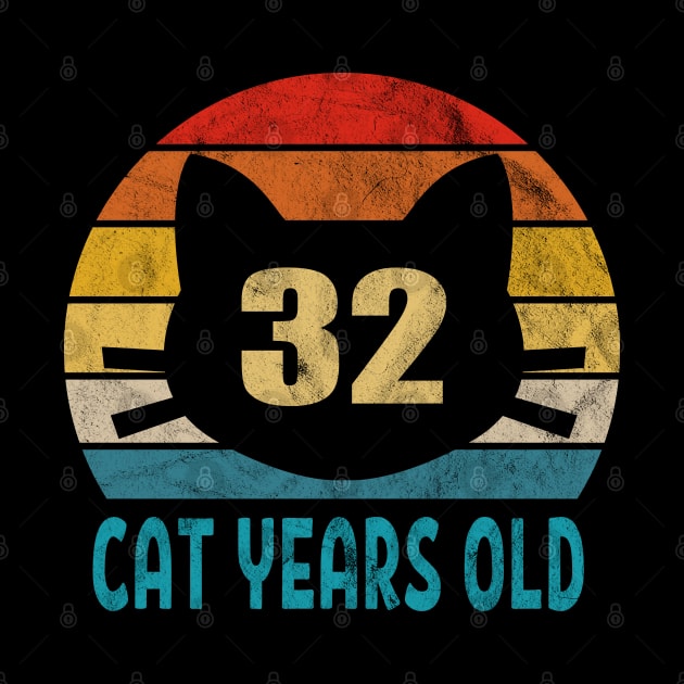 32 Cat Years Old Retro Style 4th Birthday Gift Cat Lovers by Blink_Imprints10