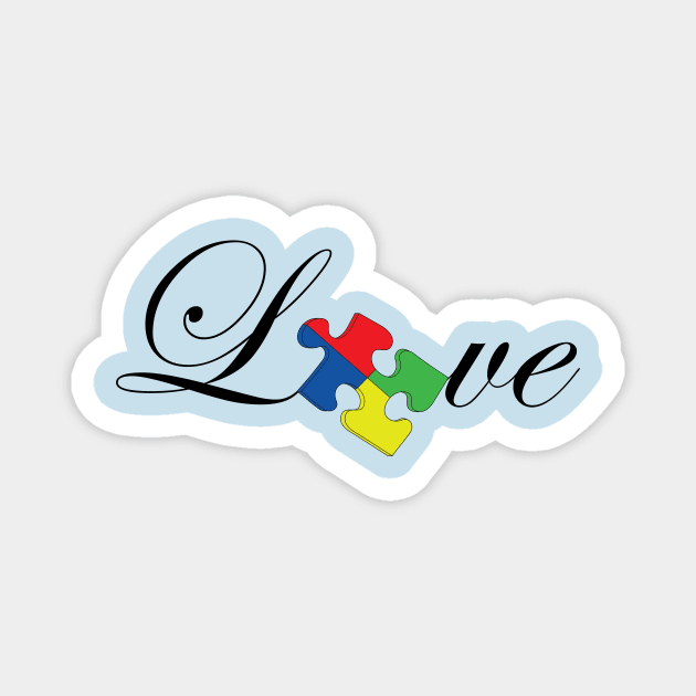 Autism Awareness Love Puzzle Piece Magnet by Stupid Coffee Designs