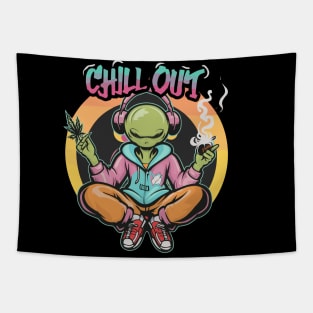 Galactic Groove: Alien in Hip Hop Gear Tapestry