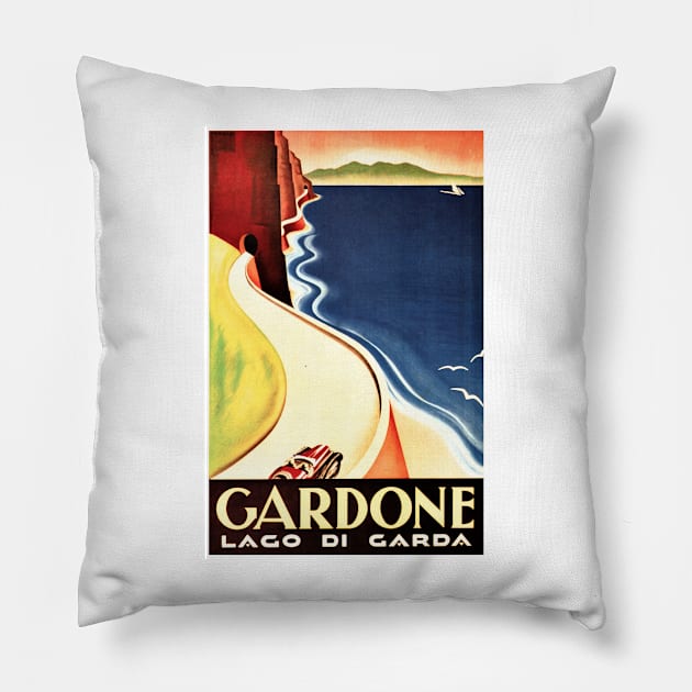 GARDONE RIVIERA Italy Lago Di Garda Europe Vintage Travel Pillow by vintageposters