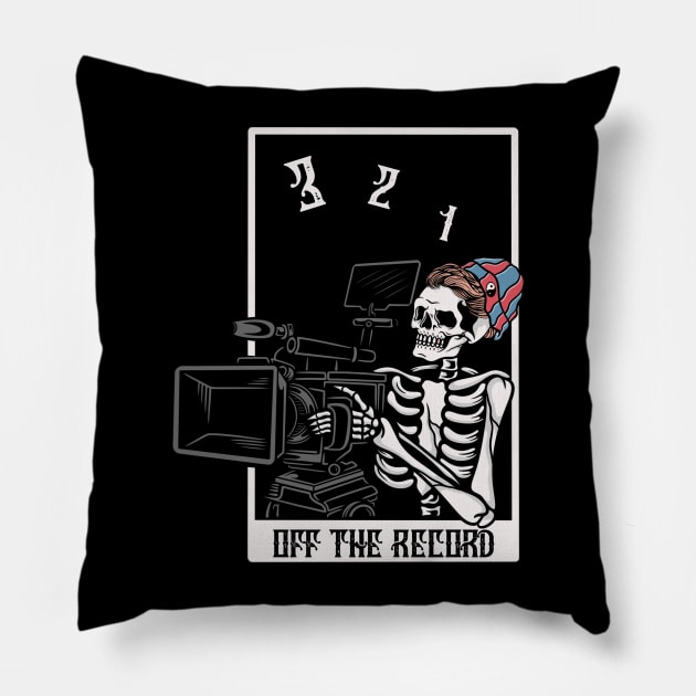 Skull and camera Pillow by gggraphicdesignnn