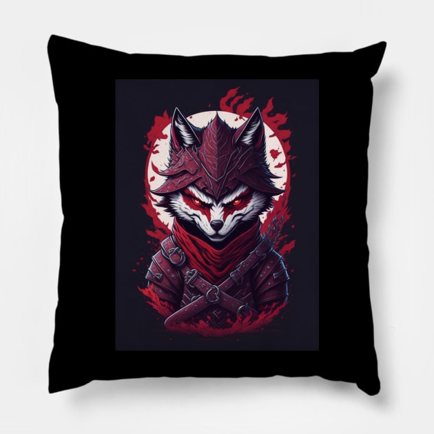 Ninja evil wolf Pillow by presstex.ua@gmail.com