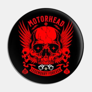 skull motorhead forever retro red Pin