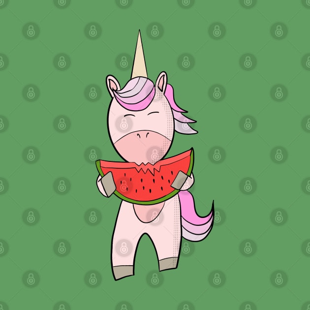 Unicorn eating watermelon by DiegoCarvalho