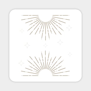 Sun and stars minimal magic white and gold Magnet