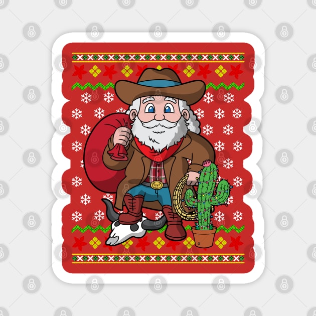 Western Cowboy Santa Claus Christmas Magnet by E