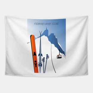 Chamonix Aiguille du Midi skis leewarddesign Tapestry