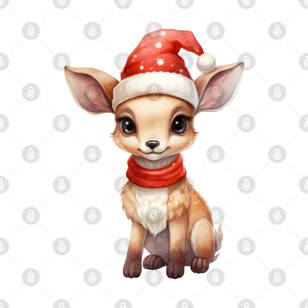 Pronghorn Antelope in Santa Hat by Chromatic Fusion Studio