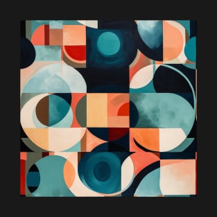 Minimalistic Geometric Patterns in an Abstract Oil Painting T-Shirt