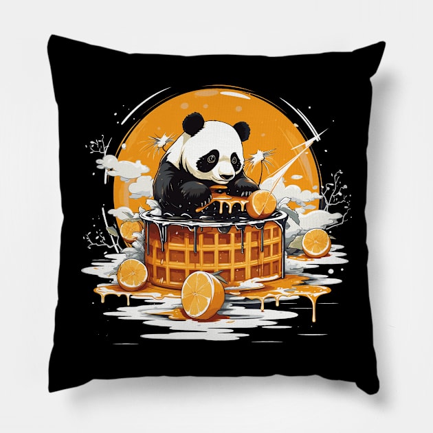 Panda Food Passion: Cuddly Charm Ramen Panda Feast Mode: Culinary Cuteness Pillow by Kibo2020