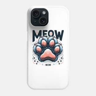 Colorful Cute Cat Paw With Meow Phone Case