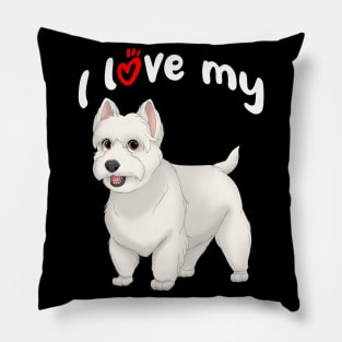 I Love My West Highland White Terrier Dog Pillow