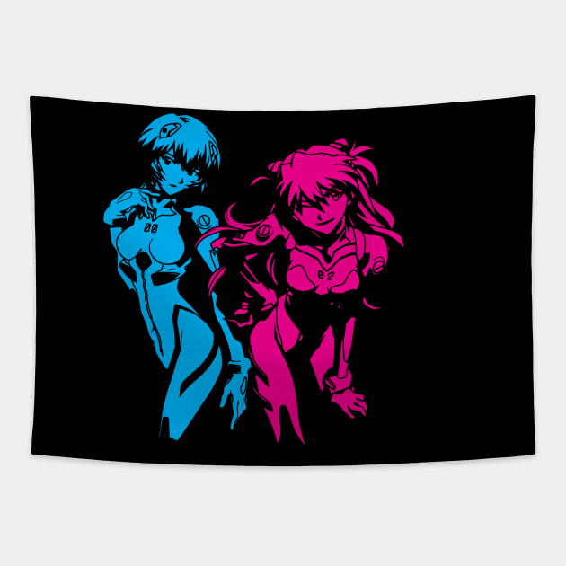 Eva Shirt, NGE, Rei Ayanami, Asuka Langley, Neon Genesis Evangelion T-Shirt Tapestry by waveformUSA