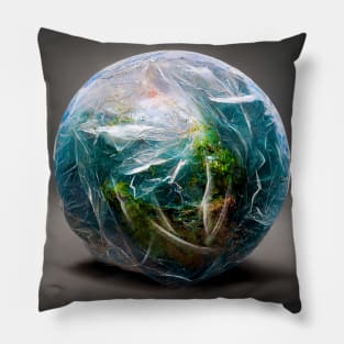 Earth Wrapped in a Plastic Bag Pillow