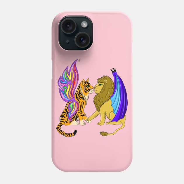 lion and Tiger with wings Phone Case by MelanieJeyakkumar