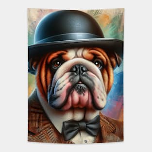 English Bulldog Splash Art Tapestry