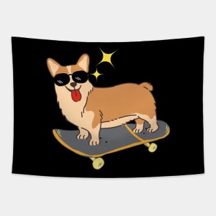 Cool Corgi Dog Riding Skateboard Skateboarding Birthday Tapestry