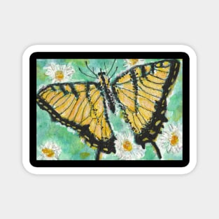 Yellow  butterfly  acrylic watercolor painting Magnet