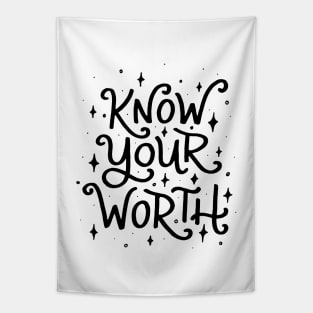 Know Your Worth (Black) Tapestry