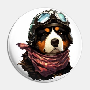 Cute Bernese Mountain Dog Adventurer Portrait Pin