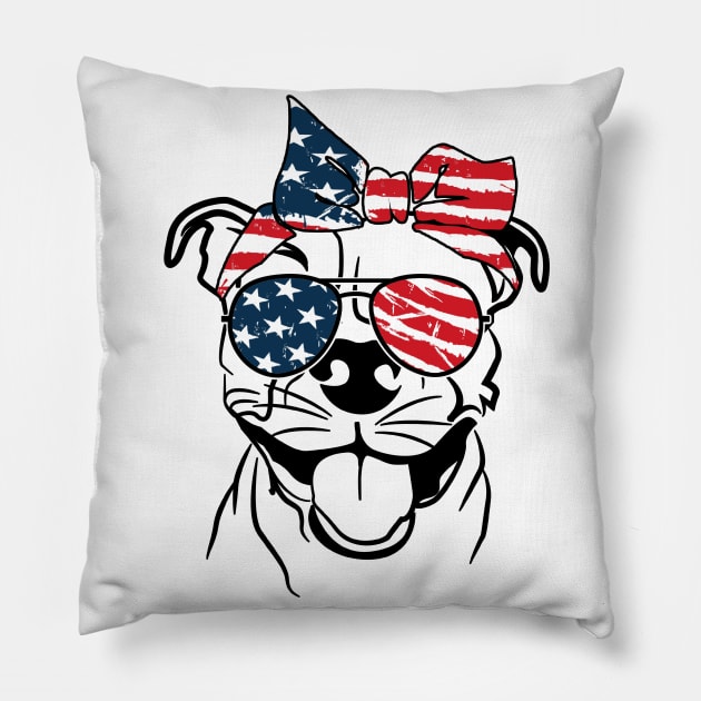 Cool Patriot Pitbull | 4th Of July Unique Pitbull T-shirt Pillow by POD Anytime