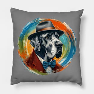 Great Dane Wearing a Hat Pillow