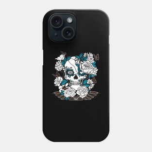 Sugar Skull with Shoulders, Black and Blue Phone Case