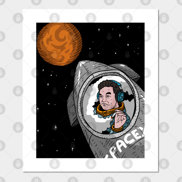 Elon Musk Rides Starship To Mars Fan Artwork Transparent Background Spacex Posters And Art Prints Teepublic