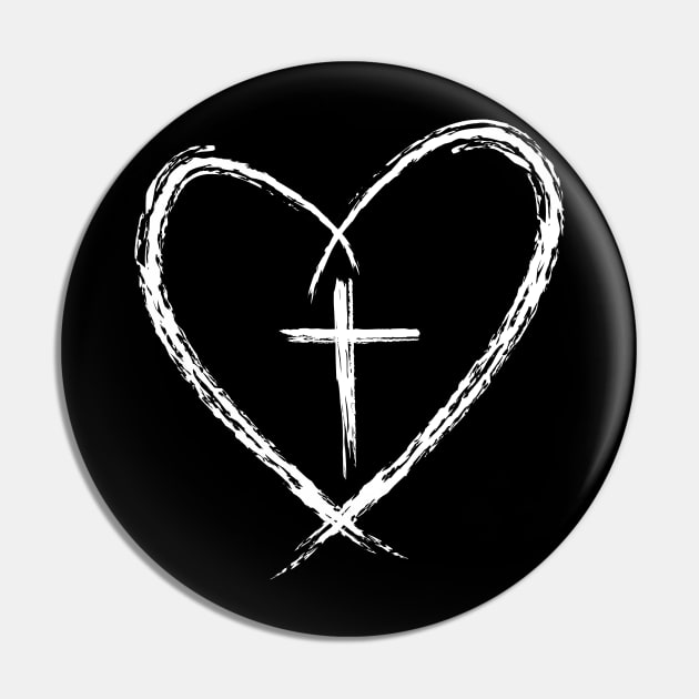 Stylish Cross In Heart Christian Jesus Religious Faith Pin by AE Desings Digital