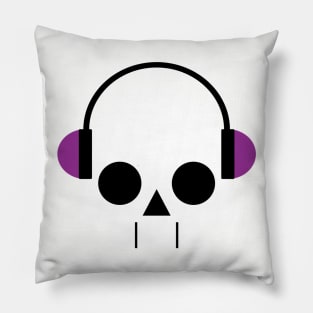 Skull with Headphones Pillow