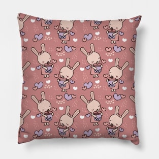 Boba Bunny - Cute Bubble Tea Rabbit Pattern Pillow