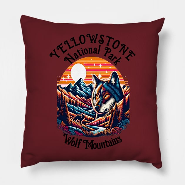 Majestic Wolf With Mountaintop Pillow by coollooks