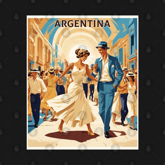 Street Tango Dancing Argentina Vintage Tourism Poster by TravelersGems