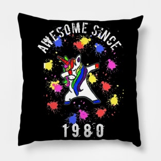 Awesome Since 1980 Dabbing unicorn 40th birthday gift mother and for dad Pillow