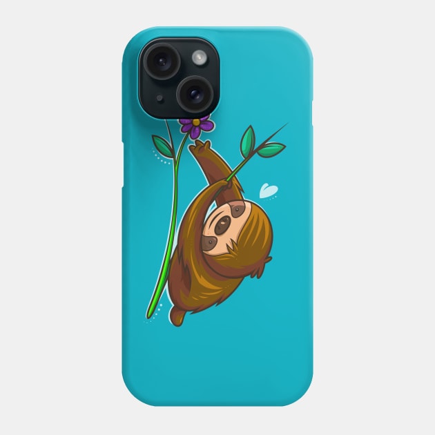 Sloth And Flower Phone Case by ArtisticDyslexia