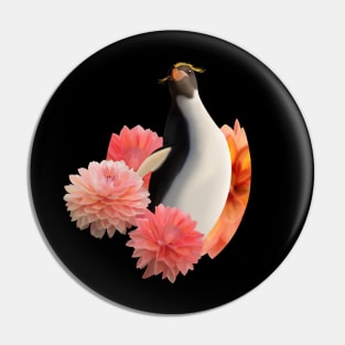 Macaroni Penguin & Dahlia Flowers Pin