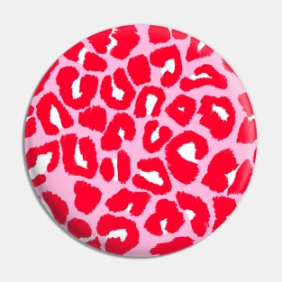 Pink and Red Leopard Print, Large Spots Pin