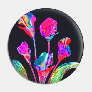 Trippy Holographic Flowers Pin