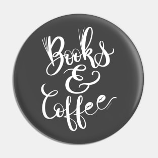 White Type Books & Coffee Hand Lettering Design Pin