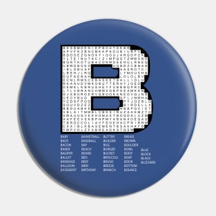 B Word Search Puzzle White Text Pin