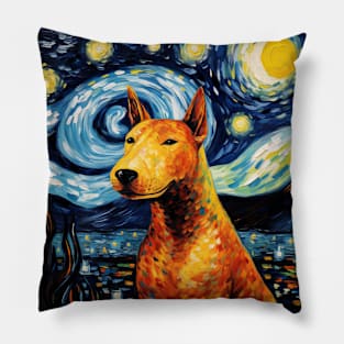 Bull Terrier Starry Night portrait Pillow