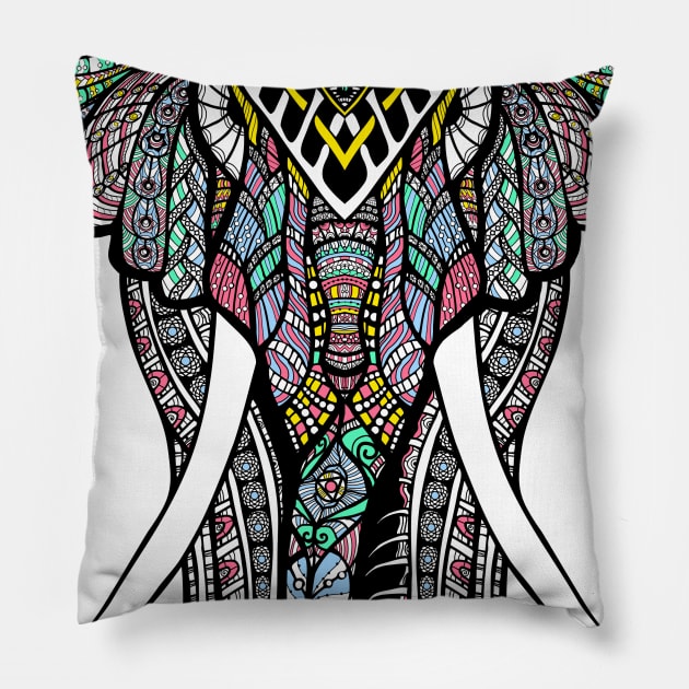 Elephant colored Mandala Pillow by MacYounes