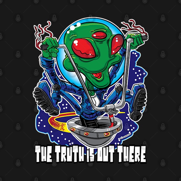 The Truth is Out There Alien UFO with Handlebars by eShirtLabs