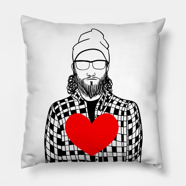 Stylish guy in a hat with big heart Pillow by fears