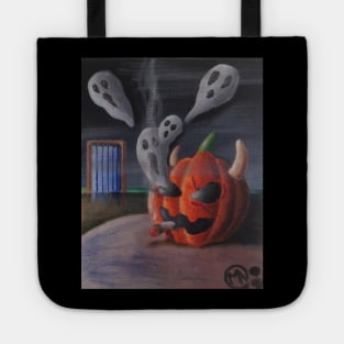 Pumpkin Breathing Out Ghosts Tote