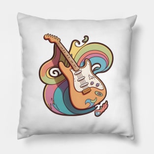 Electric Guitar Stratocaster Colorful Pillow