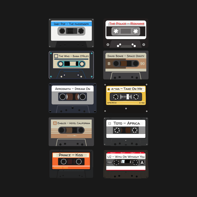 Cassette Tapes with Greatest Songs - Music Lover gift - Music Teacher Gift - Music Art Gift - Musician Gift by waltzart