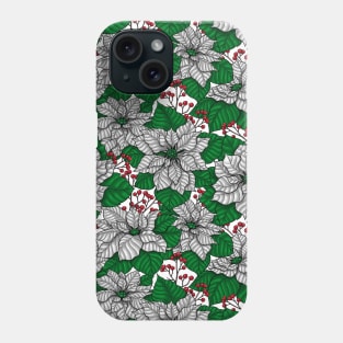 White poinsettia, Christmas pattern Phone Case