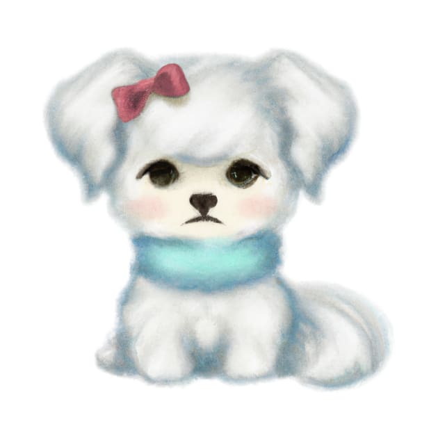 Cute Maltese Dog Drawing by Play Zoo